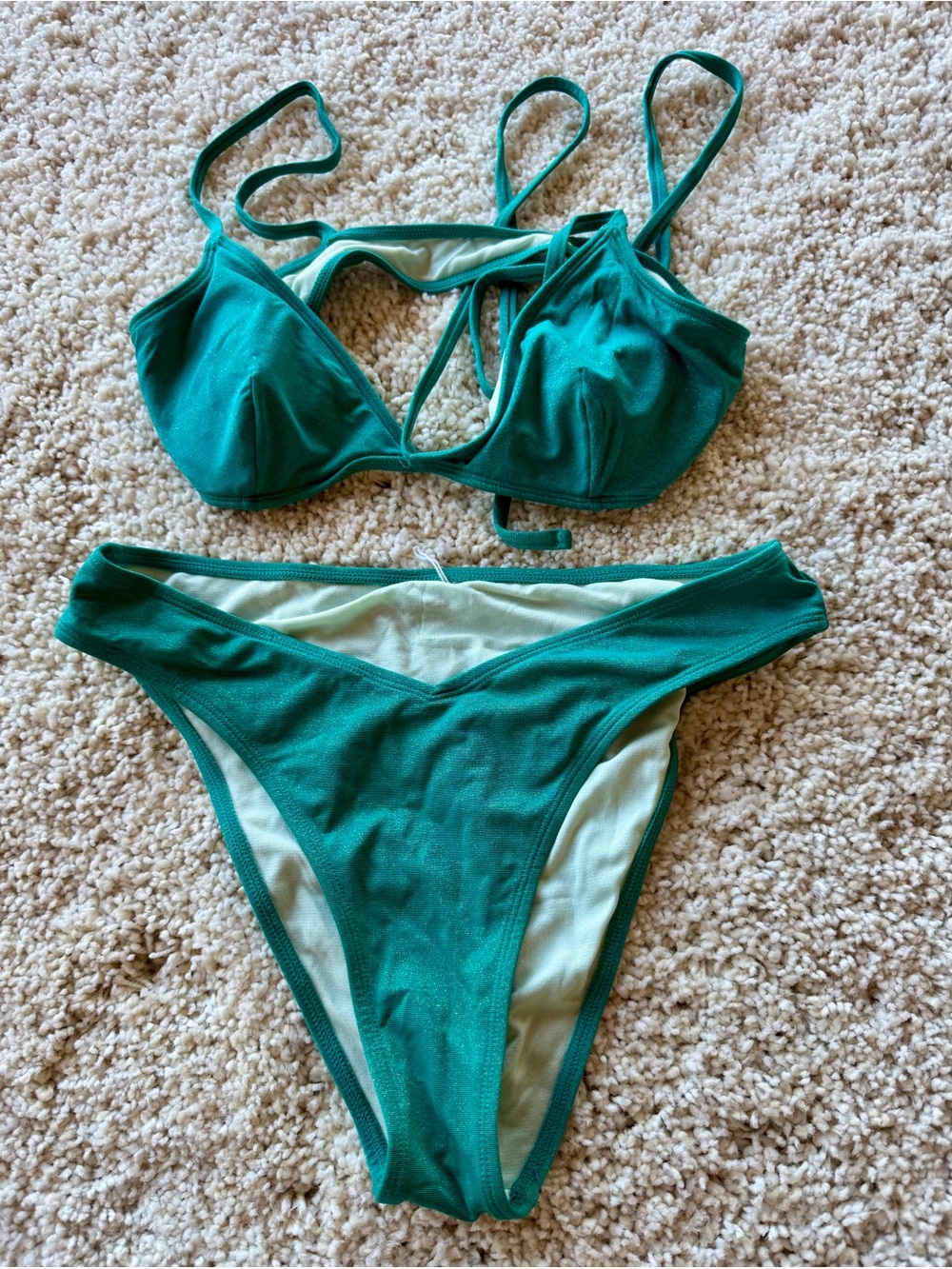 Cupshe Teal Bikini Women’s Summer Style size M high waist